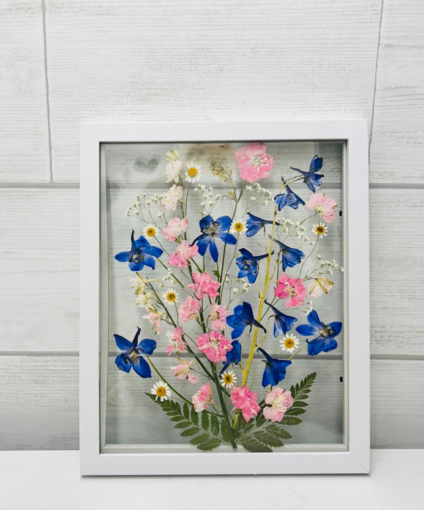 Pressed Flowers Preserved between Glass in an 8X10 Frame